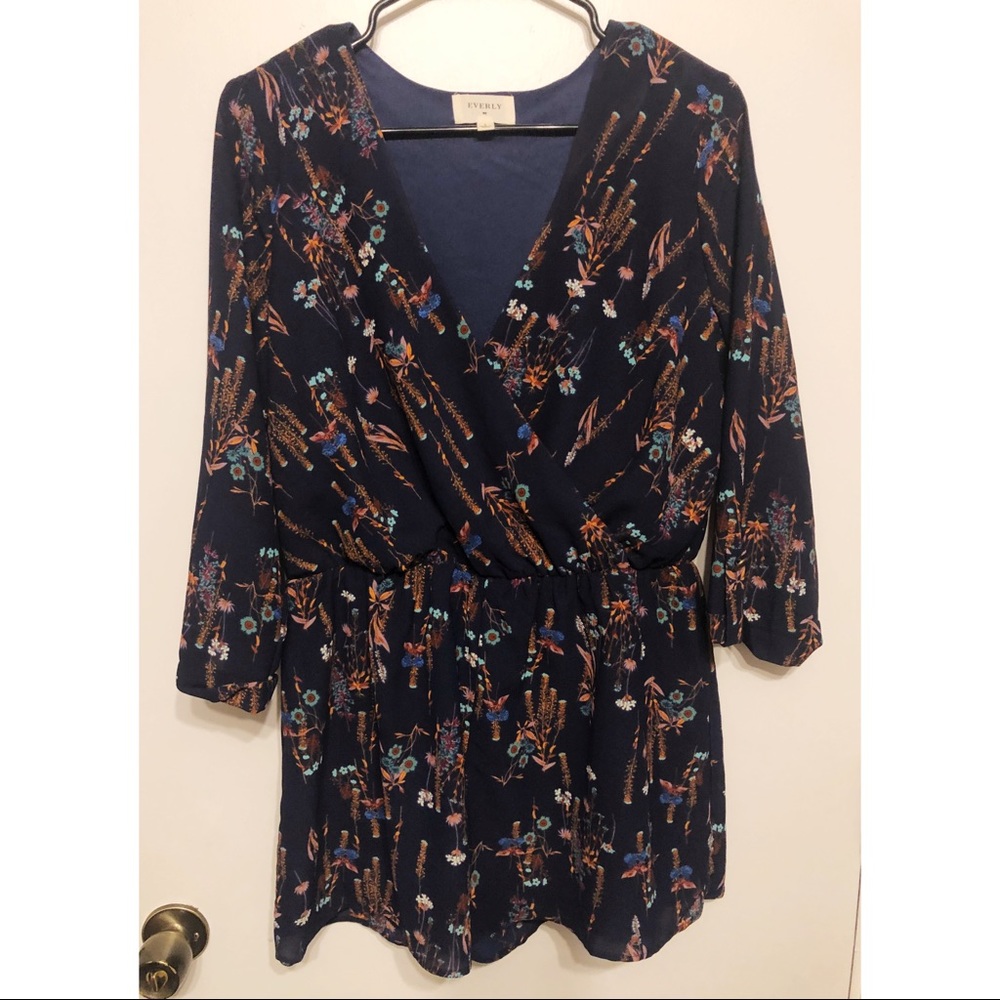 Everly Navy Floral Romper // L